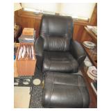 Mid-Century Modern Leather Chair with Ottoman Made In Canada  