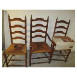 Vintage Ladder Back Oak Dining Chairs 