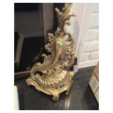Asian Inspired Brass Andirons 
