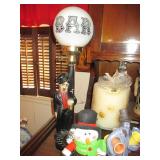 Vintage Chalk Ware Drunk Bum Hobo LampPost Bar Lamp 