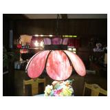 Vintage Pink Slag Glass Tulip Hanging Lighting 