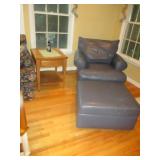 Ethan Allen Living Room Suite Grey Leather Chair With Ottoman  
