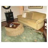 Raymour & Flannigan Nailhead Lined Sofa ~ Large Rolling Ottoman ~ Many Rugs To Choose From  