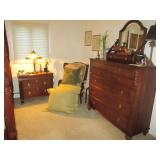 Ethan Allen British Classic King Bedroom Suite ~ 4 Poster Bed (Canopy Included Not Shown) ~ (Mattres