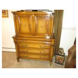 French Provincial Vintage Queen Bedroom Suite with Cherub Brass Lighting