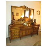 French Provincial Vintage Queen Bedroom Suite with Cherub Brass Lighting