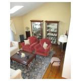 Living Room Suite Complete with Two Matching Sofas & Two Matching Arm Chairs ~ Rug ~ Pair of Lighted