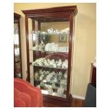 Pair of Lighted Curio Cabinets Side Door Opening 