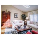Living Room Suite Complete with Two Matching Sofas & Two Matching Arm Chairs ~ Rug ~ Pair of Lighted