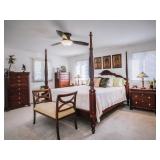 Ethan Allen British Classic King Bedroom Suite ~ 4 Poster Bed (Canopy Included Not Shown) ~ (Mattres