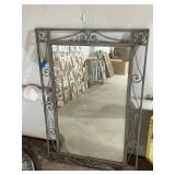 Silver Metal Rectangular Hanging Wall Accent Mirror