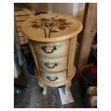 Hand Painted Wood 3 Drawer Side Table