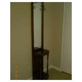 Vintage hat rack w/mirror & shelf