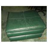 Green leather ottoman
