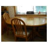 Oak kitchen table, leaf and 4 chairs