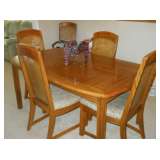 Dining table, 6 cane back chairs