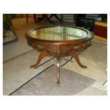 Vintage round table, glass top