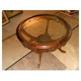 Vintage round table, glass top