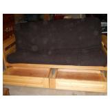Wood frame futon w/2 storage drawers