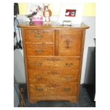 Antique Oak Hi-Boy w/Bonnet Cabinet