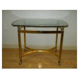Brass End Table w/glass top