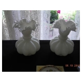 White Fenton Glass Vases