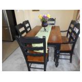 Dining Table, 4 chairs, bench, 1 leaf