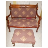 Vintage Love Seat, Foot Stool