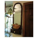 Wood Mirror with Drawer, Carved Duck