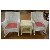 WICKER ROCKERS AND TABLE
