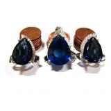 Synthetic Sapphires in 14kt white gold custom made in the 1920