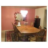 Thomasville table with cane high back chairs