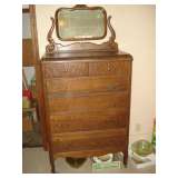 tall tiger oak chest with mirror