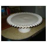 milk glass cake plate