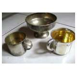 Antique sterling silver baby bowl and cups
