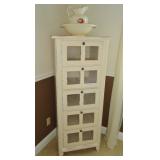Riverside tall chest with glass/wood drawers, pitcher & bowl