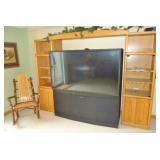 65" projection TV, cabinet surround (3 piece), Rustic rocking chair