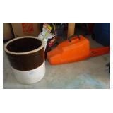 6 gal crock, Stihl chain saw w/ case