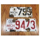 Antique porcelain licence plates