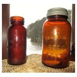 Advertising amber glass jars