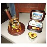 Music boxes, some from San Francisco Music Box Co.