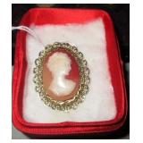 Antique carved cameo pin