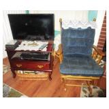 Flat screen TV, glider rocker
