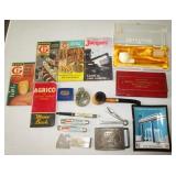 Vintage pipes, knives, advertising items