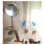 Beer glasses, Shaving mirror/stand