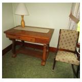 Antique library table & vintage rocking chair