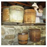 Wooden pails, barrels