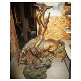 Signed large bronze Native American Indian sculpture