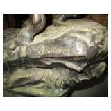 Signed large bronze Native American Indian sculpture