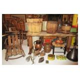 Wooden pails, antique wooden child